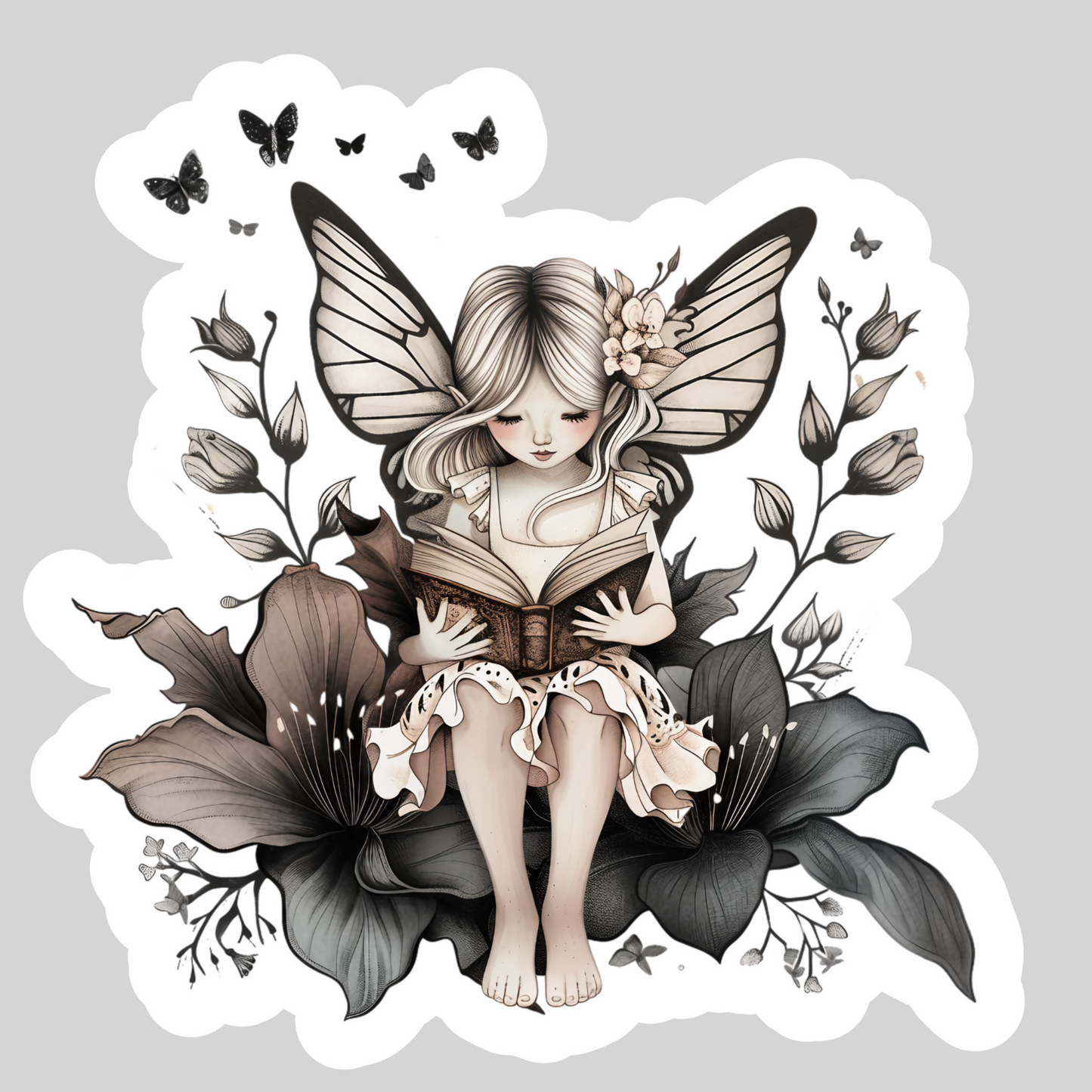 Fairy Reading 2 – 3" Waterproof Bookish Sticker with Holo Overlay – Reading, Books, Reader Gift, Book Lover