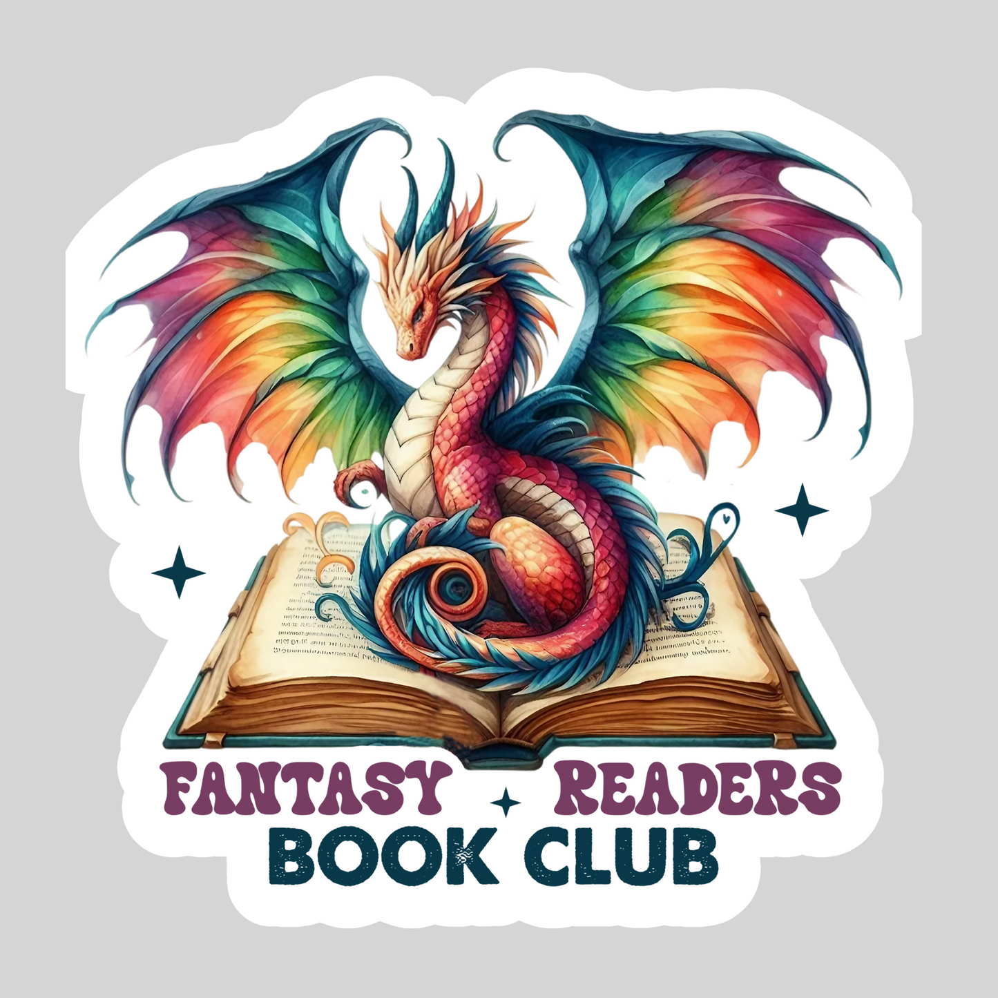 Fantasy Readers Book Club  – 3" Waterproof Bookish Sticker with Holo Overlay – Reading, Books, Reader Gift, Book Lover