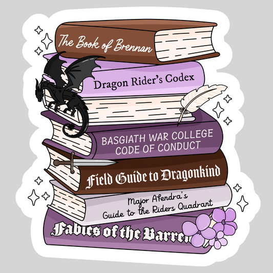 Dragon Riders Book Stack – 3" Waterproof Bookish Sticker with Holo Overlay – Reading, Books, Reader Gift, Book Lover