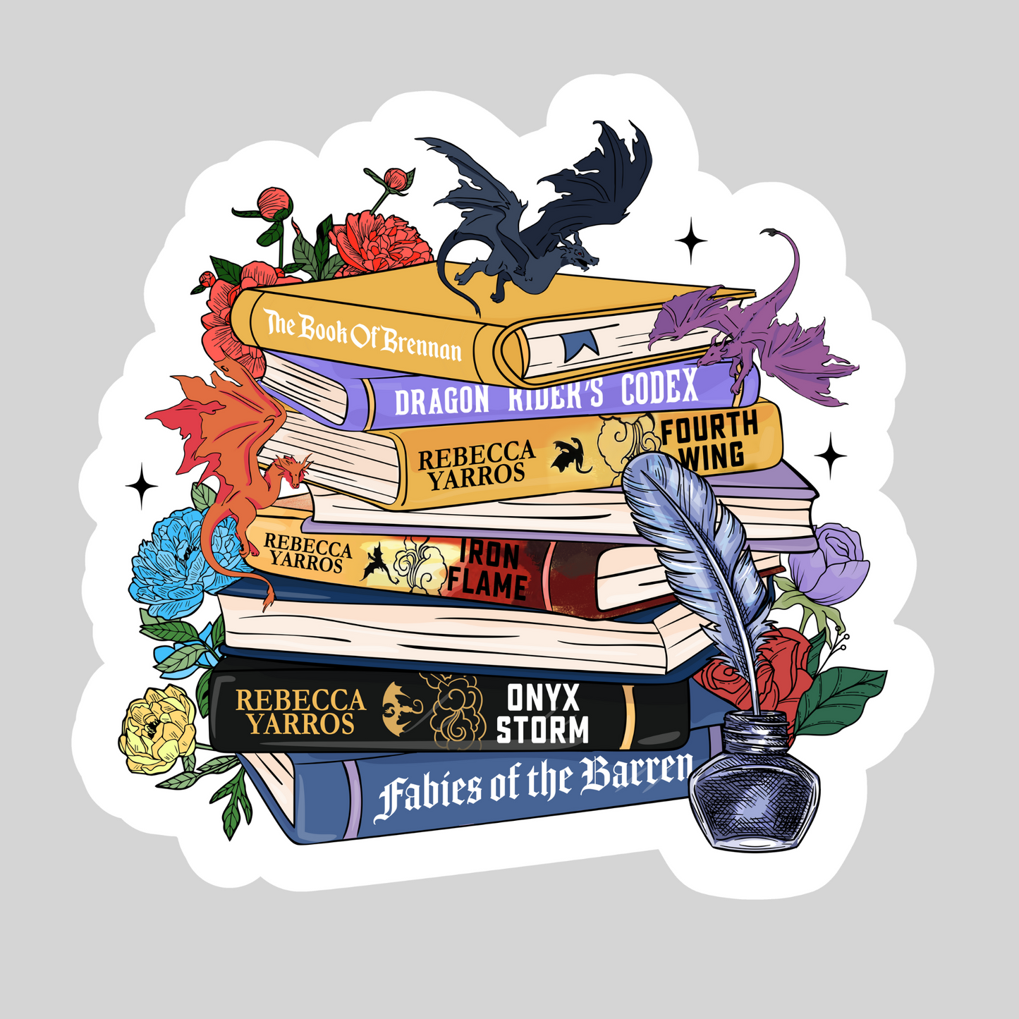 Fourth Wing Empyrean Series  – 3" Waterproof Bookish Sticker with Holo Overlay – Reading, Books, Reader Gift, Book Lover