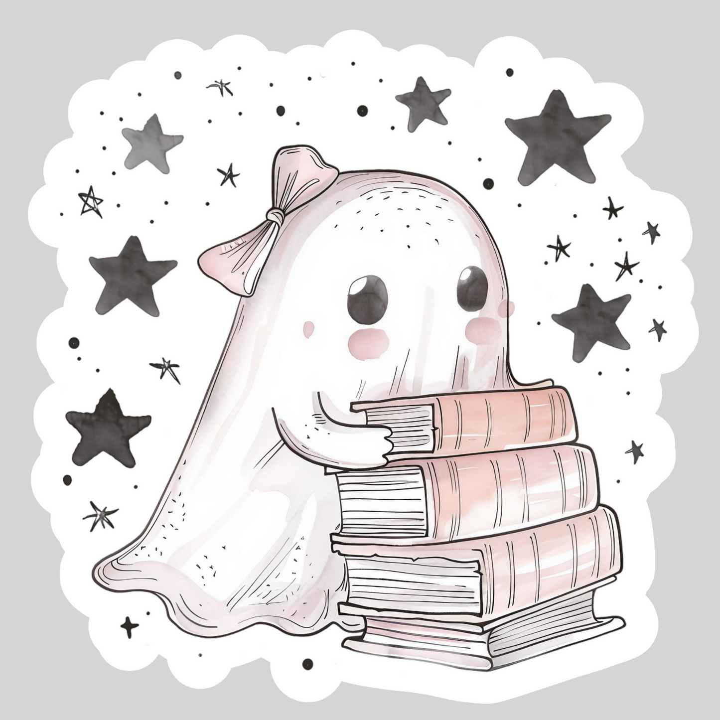Reading Ghost – 3" Waterproof Bookish Sticker with Holo Overlay – Reading, Books, Reader Gift, Book Lover