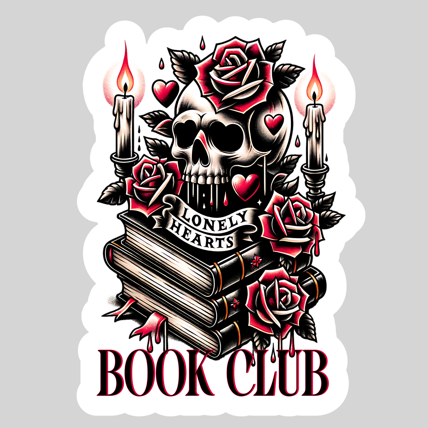 Lonely Hearts Book Club – 3" Waterproof Bookish Sticker with Holo Overlay – Reading, Books, Reader Gift, Book Lover