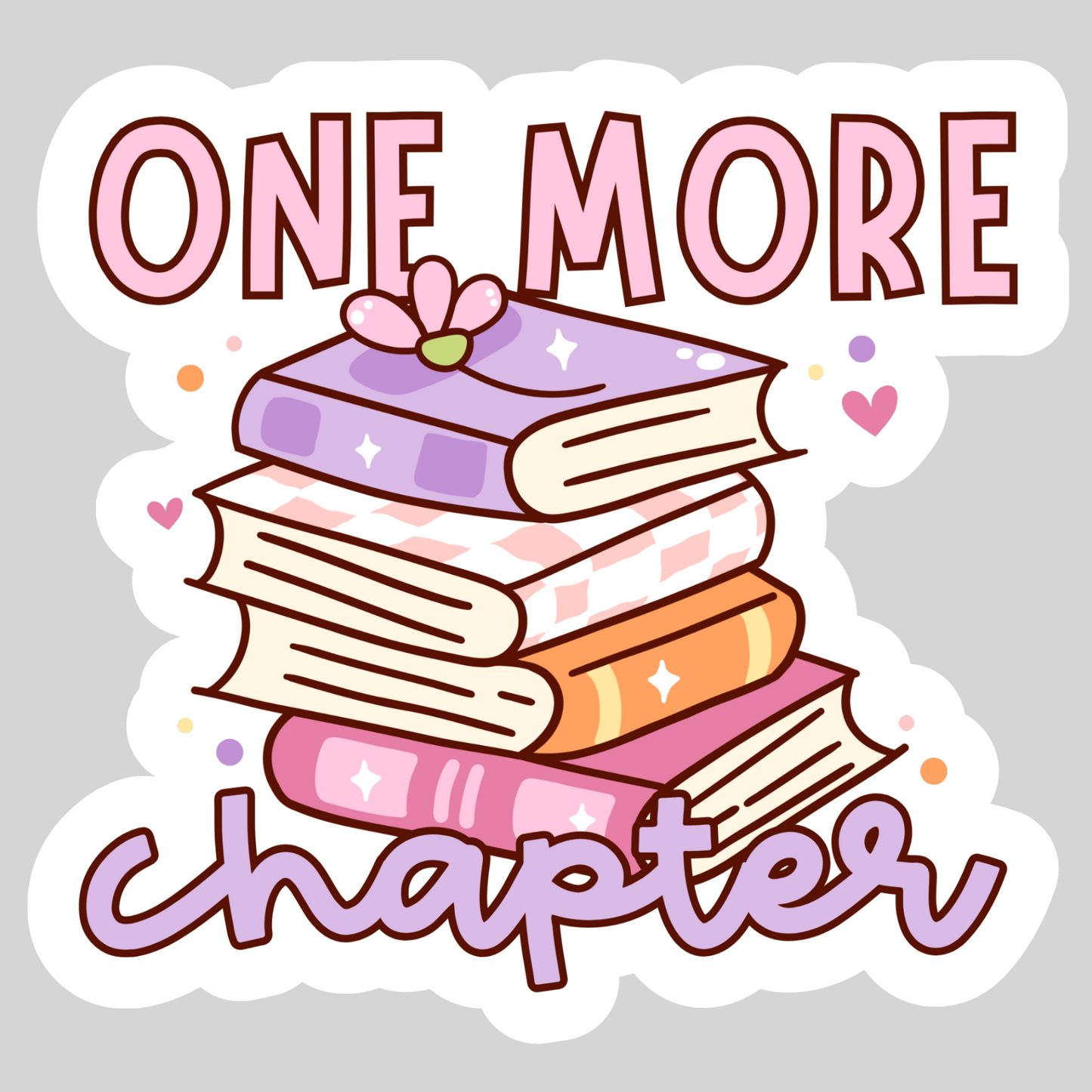 One More Chapter Retro Book Stack – 3" Waterproof Bookish Sticker with Holo Overlay – Reading, Books, Reader Gift, Book Lover