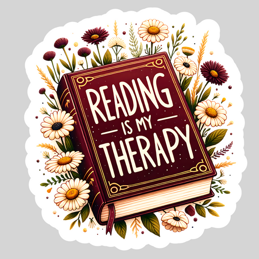 Reading is My Therapy Maroon Book – 3" Waterproof Bookish Sticker with Holo Overlay – Reading, Books, Reader Gift, Book Lover