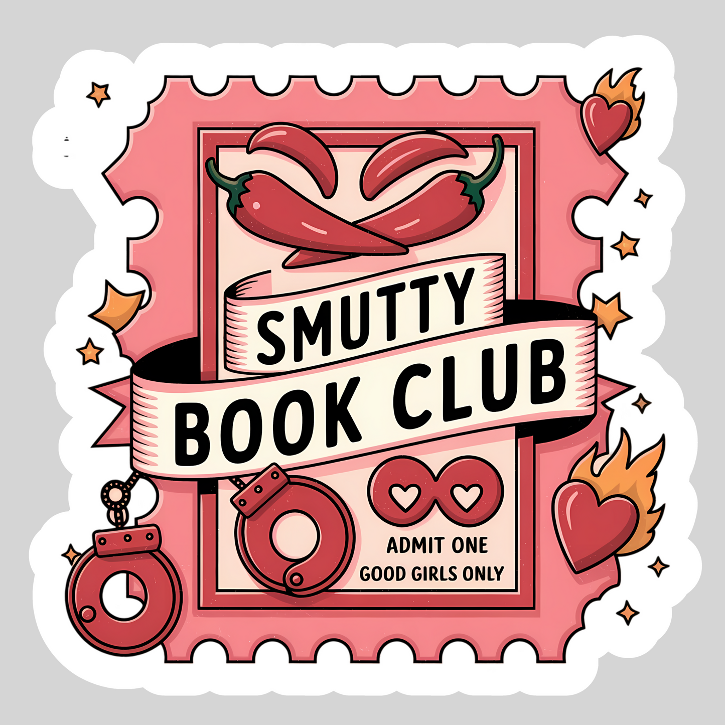 Smutty Book Club Pepper – 3" Waterproof Bookish Sticker with Holo Overlay – Reading, Books, Reader Gift, Book Lover