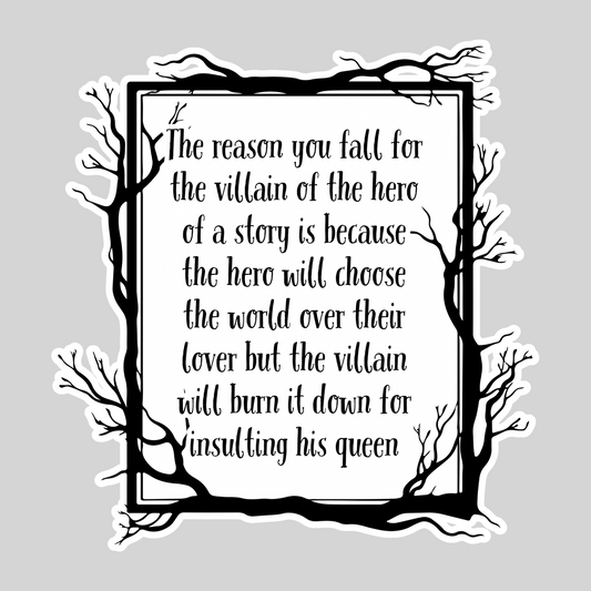 The Reason You Fall for the Villain – 3" Waterproof Bookish Sticker with Holo Overlay – Reading, Books, Reader Gift, Book Lover