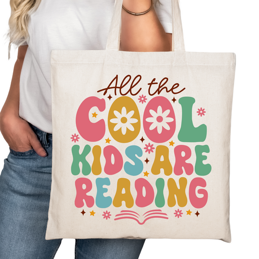 All The Cool Kids are Reading Bookish Tote Bag – Funny Reading Tote for Book Lovers – Introvert Gift – Romance Reader Bag – Book Club Gift