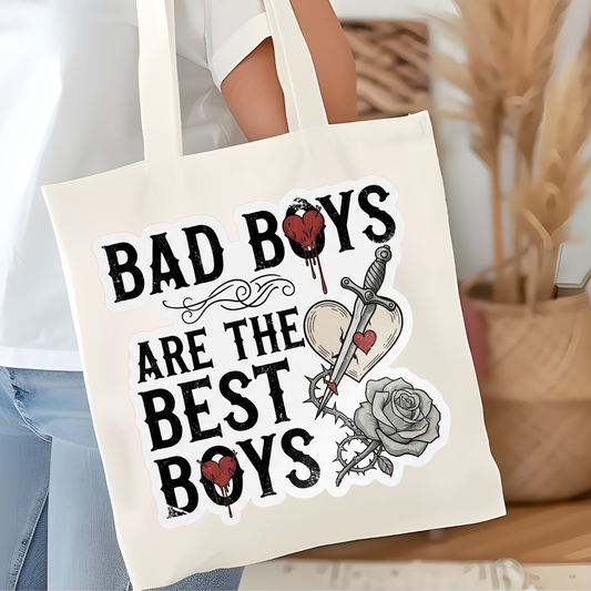 Bad Boys are the Best Boys Bookish Tote Bag – Funny Reading Tote for Book Lovers – Introvert Gift – Romance Reader Bag – Book Club Gift