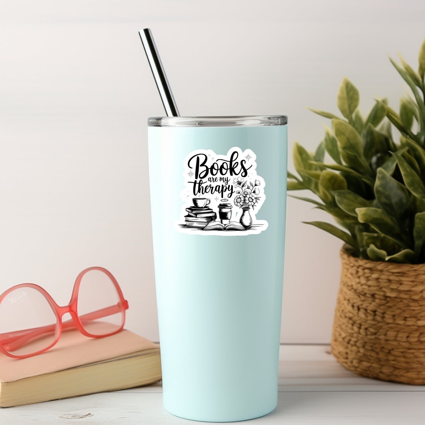 Books are My Therapy – 3" Waterproof Bookish Sticker with Holo Overlay – Reading, Books, Reader Gift, Book Lover