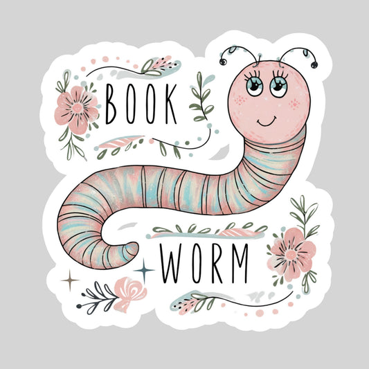 Book Worm – 3" Waterproof Bookish Sticker with Holo Overlay – Reading, Books, Reader Gift, Book Lover