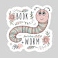 Book Worm – 3" Waterproof Bookish Sticker with Holo Overlay – Reading, Books, Reader Gift, Book Lover