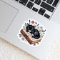 Black Cat Curled up on Books  – 3" Waterproof Bookish Sticker with Holo Overlay – Reading, Books, Reader Gift, Book Lover