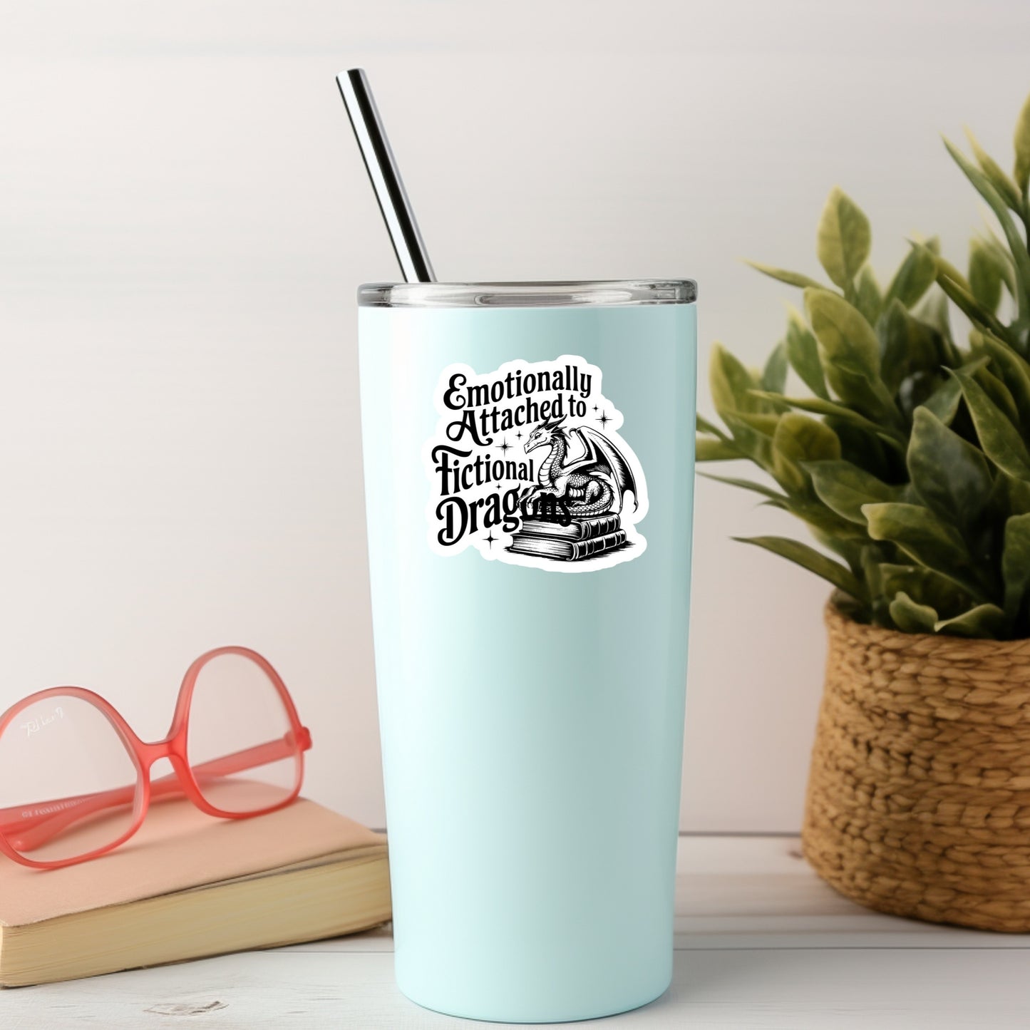 Emotionally Attached to Fictional Dragons – 3" Waterproof Bookish Sticker with Holo Overlay – Reading, Books, Reader Gift, Book Lover
