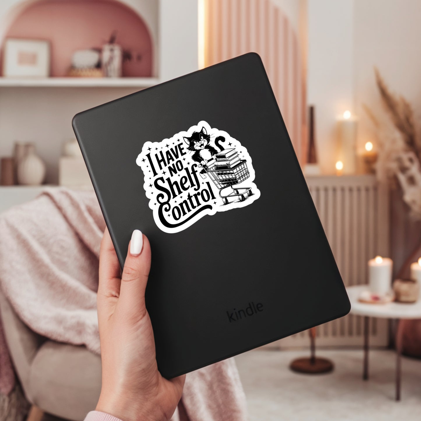 I Have no Shelf Control Funny Cat – 3" Waterproof Bookish Sticker with Holo Overlay – Reading, Books, Reader Gift, Book Lover