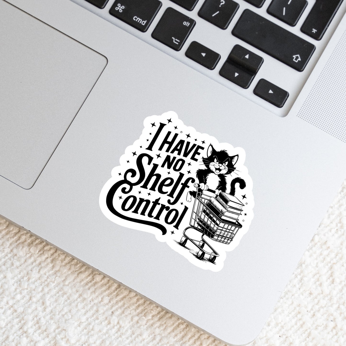 I Have no Shelf Control Funny Cat – 3" Waterproof Bookish Sticker with Holo Overlay – Reading, Books, Reader Gift, Book Lover