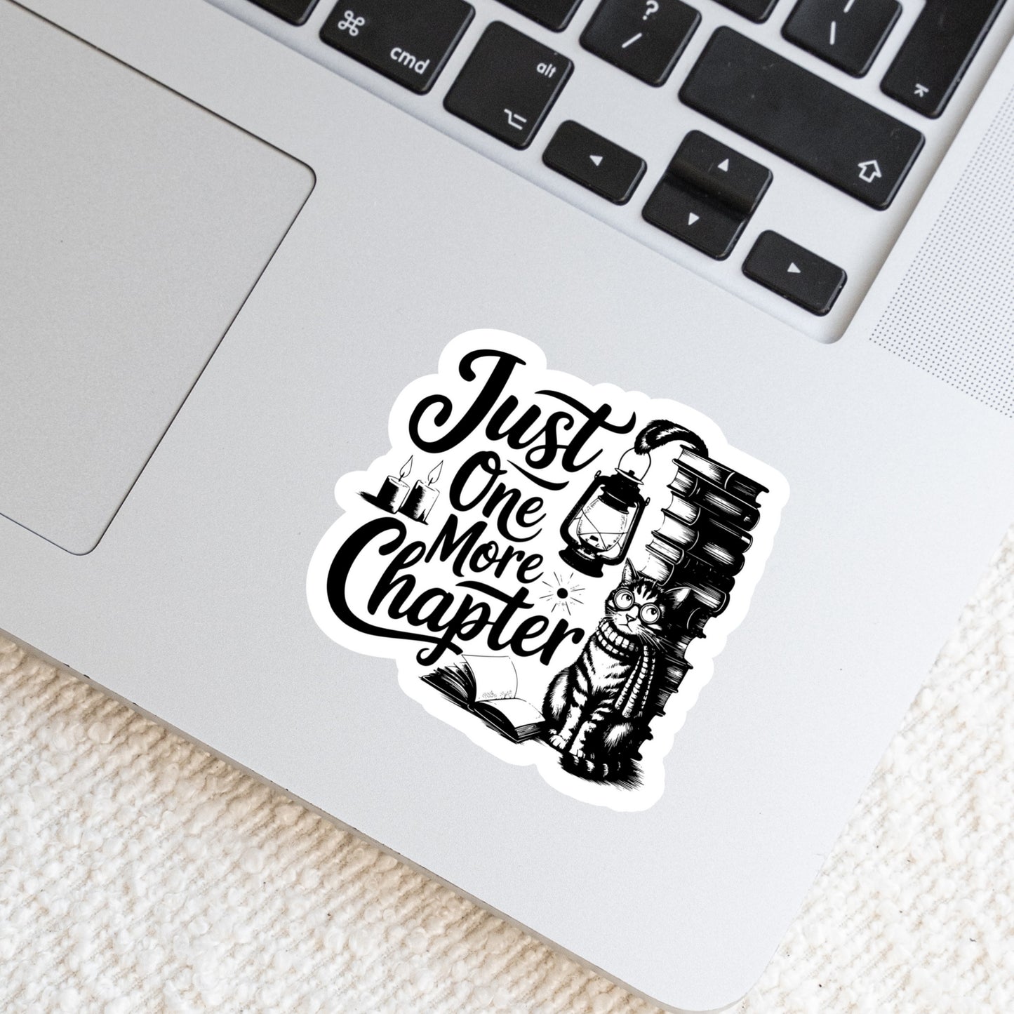 Just One More Chapter Book Stack – 3" Waterproof Bookish Sticker with Holo Overlay – Reading, Books, Reader Gift, Book Lover