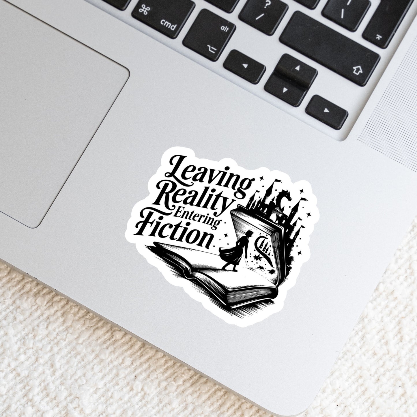 Leaving Reality Entering Fiction– 3" Waterproof Bookish Sticker with Holo Overlay – Reading, Books, Reader Gift, Book Lover