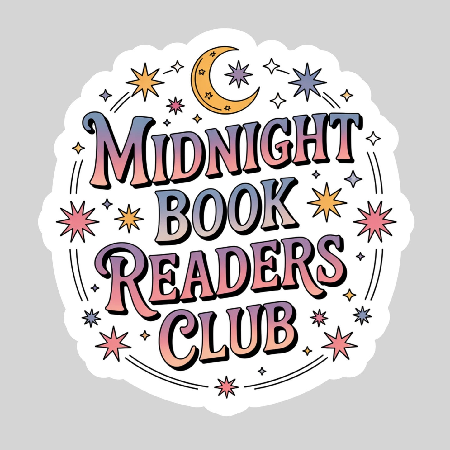Midnight Book Readers Club – 3" Waterproof Bookish Sticker with Holo Overlay – Reading, Books, Reader Gift, Book Lover