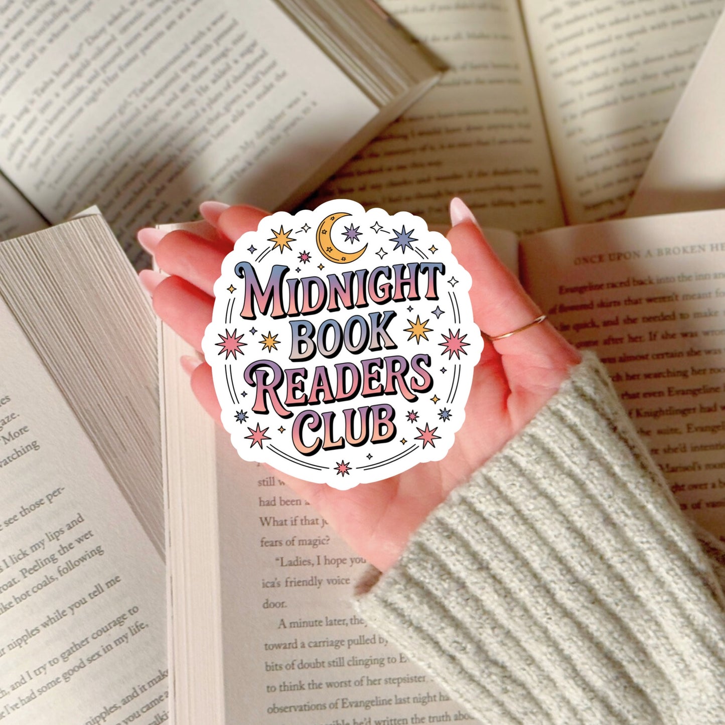Midnight Book Readers Club – 3" Waterproof Bookish Sticker with Holo Overlay – Reading, Books, Reader Gift, Book Lover