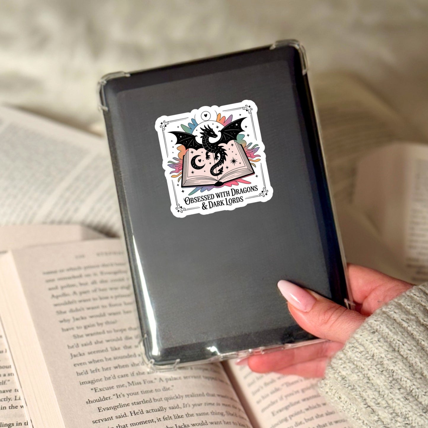 Obsessed with Dragons and Dark Lords Romantasy – 3" Waterproof Bookish Sticker with Holo Overlay – Reading, Books, Reader Gift, Book Lover