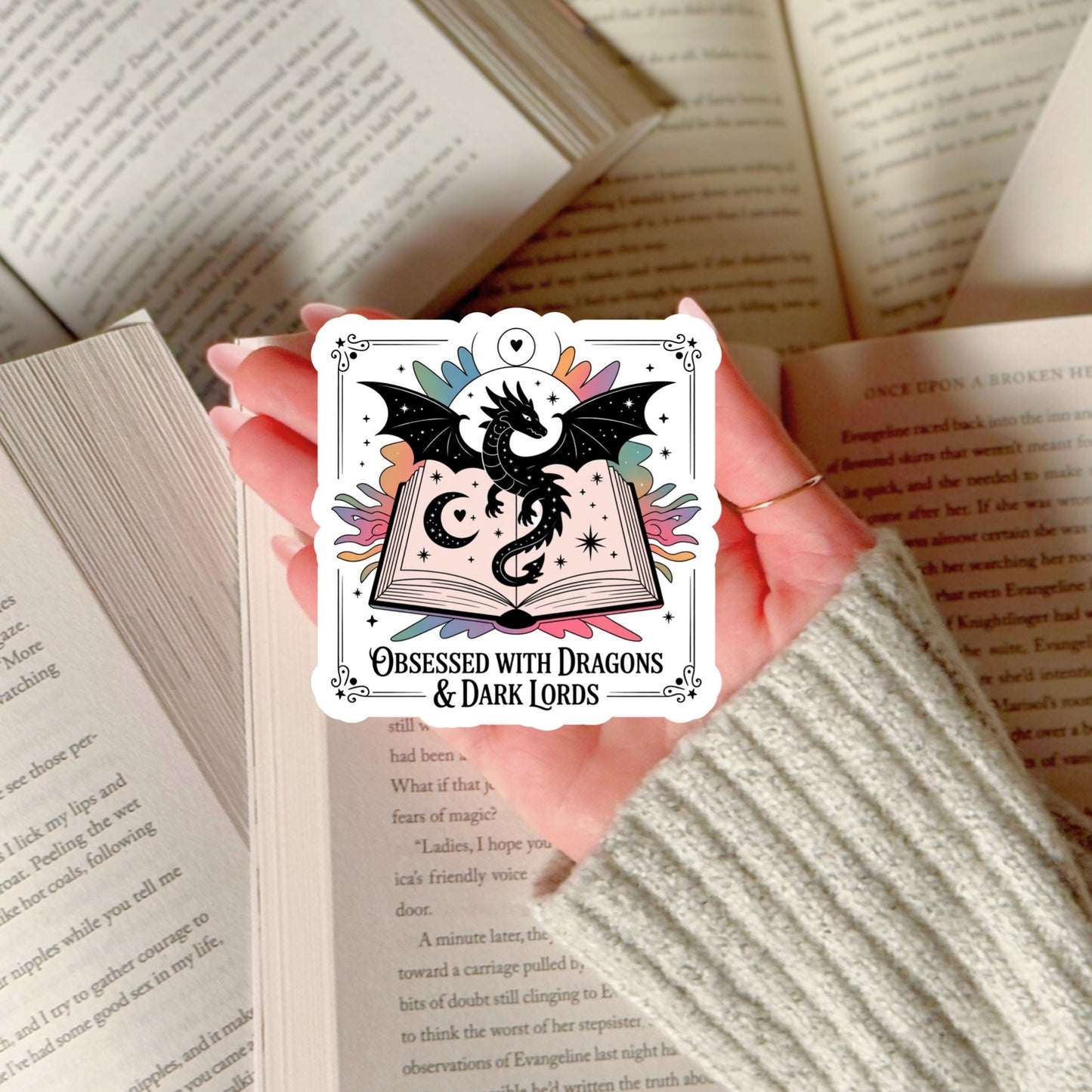 Obsessed with Dragons and Dark Lords Romantasy – 3" Waterproof Bookish Sticker with Holo Overlay – Reading, Books, Reader Gift, Book Lover