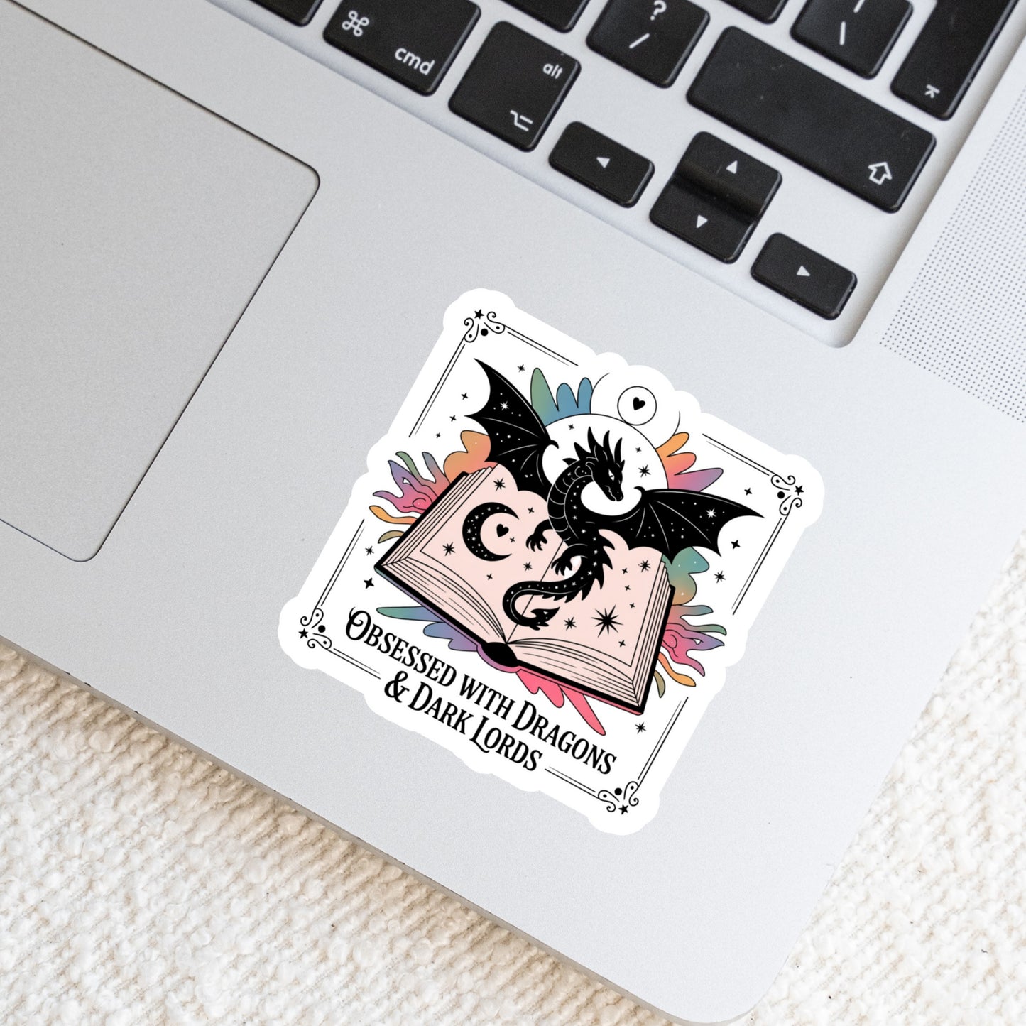 Obsessed with Dragons and Dark Lords Romantasy – 3" Waterproof Bookish Sticker with Holo Overlay – Reading, Books, Reader Gift, Book Lover