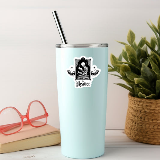 The Reader Tarot Card B&W – 3" Waterproof Bookish Sticker with Holo Overlay – Reading, Books, Reader Gift, Book Lover