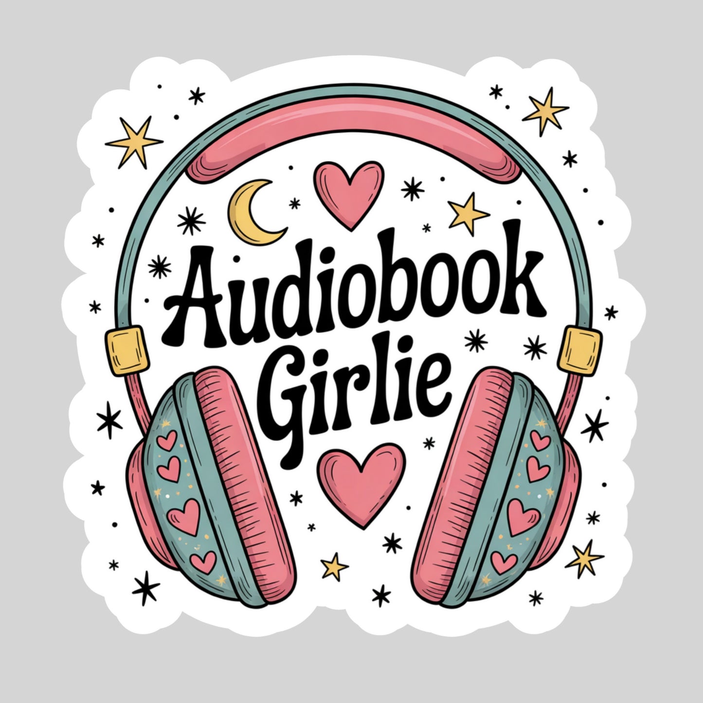 Audiobook Girlie – 3" Waterproof Bookish Sticker with Holo Overlay – Reading, Books, Reader Gift, Book Lover