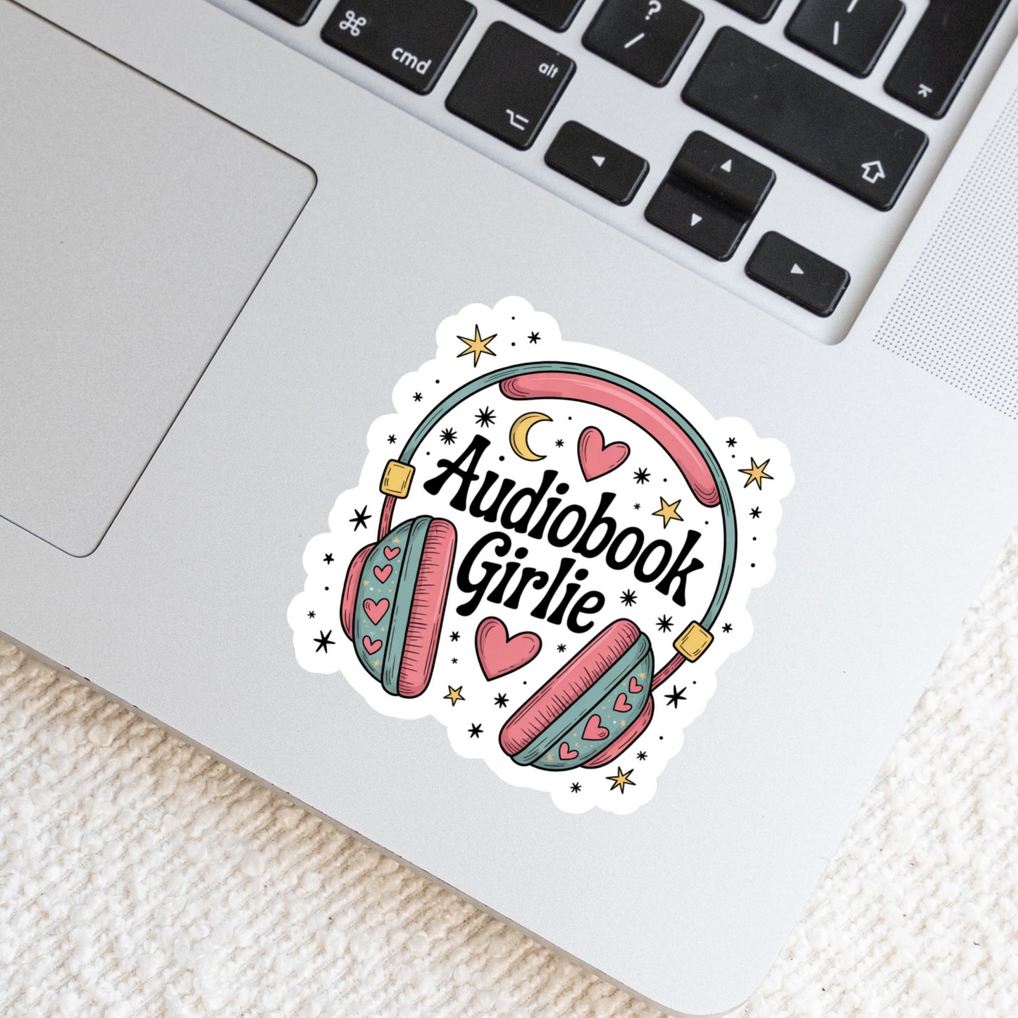 Audiobook Girlie – 3" Waterproof Bookish Sticker with Holo Overlay – Reading, Books, Reader Gift, Book Lover