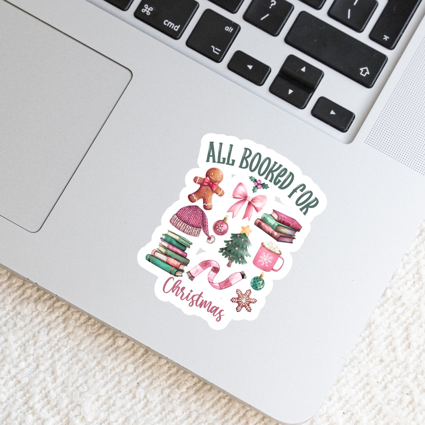 All Booked for Christmas – 3" Waterproof Bookish Sticker with Holo Overlay – Reading, Books, Reader Gift, Book Lover