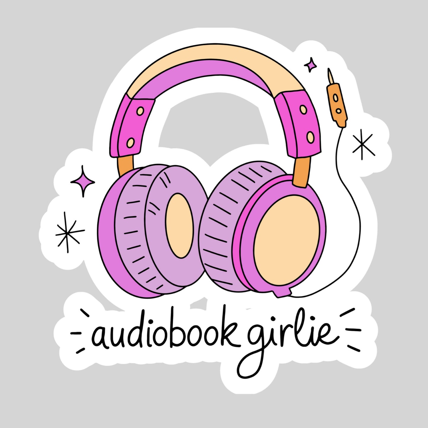 Audio Book Girlie Pink and Purple – 3" Waterproof Bookish Sticker with Holo Overlay – Reading, Books, Reader Gift, Book Lover