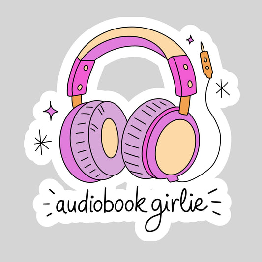 Audio Book Girlie Pink and Purple – 3" Waterproof Bookish Sticker with Holo Overlay – Reading, Books, Reader Gift, Book Lover
