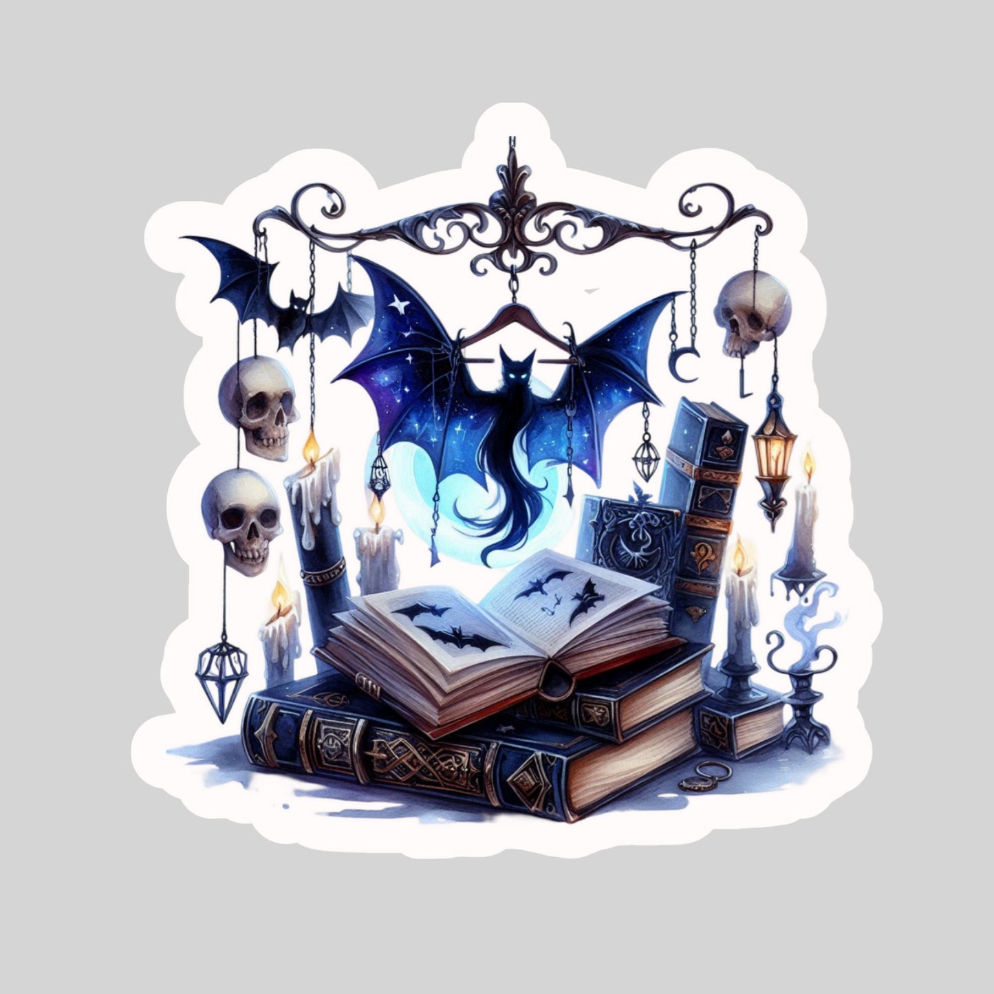 Gothic Dark Romance Book Scene– 3" Waterproof Bookish Sticker with Holo Overlay – Reading, Books, Reader Gift, Book Lover