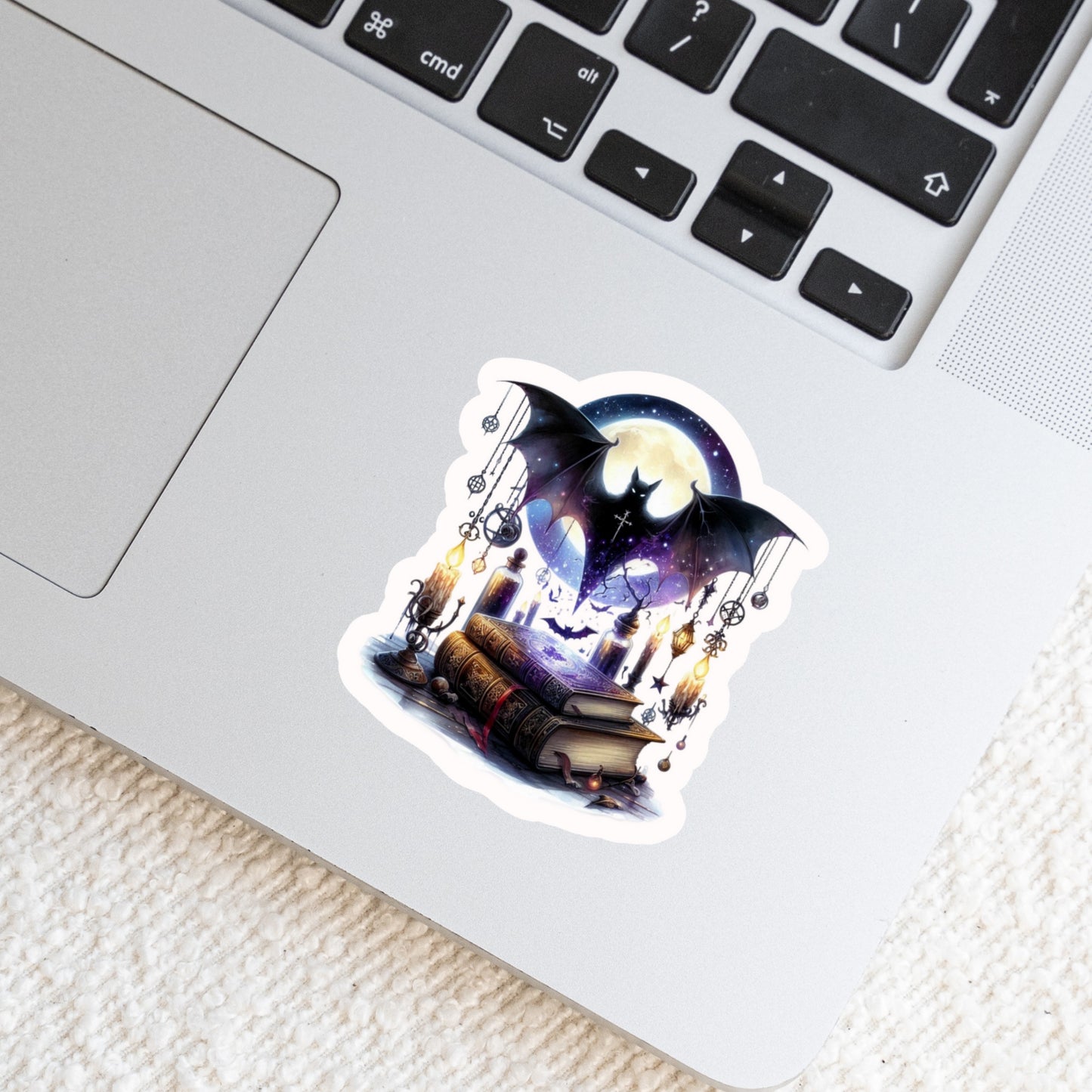 Dark Gothic Bat Book Scene – 3" Waterproof Bookish Sticker with Holo Overlay – Reading, Books, Reader Gift, Book Lover