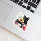 Black Cat with Floral Books – 3" Waterproof Bookish Sticker with Holo Overlay – Reading, Books, Reader Gift, Book Lover