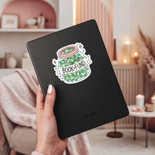 Book Fund Money Jar – 3" Waterproof Bookish Sticker with Holo Overlay – Reading, Books, Reader Gift, Book Lover