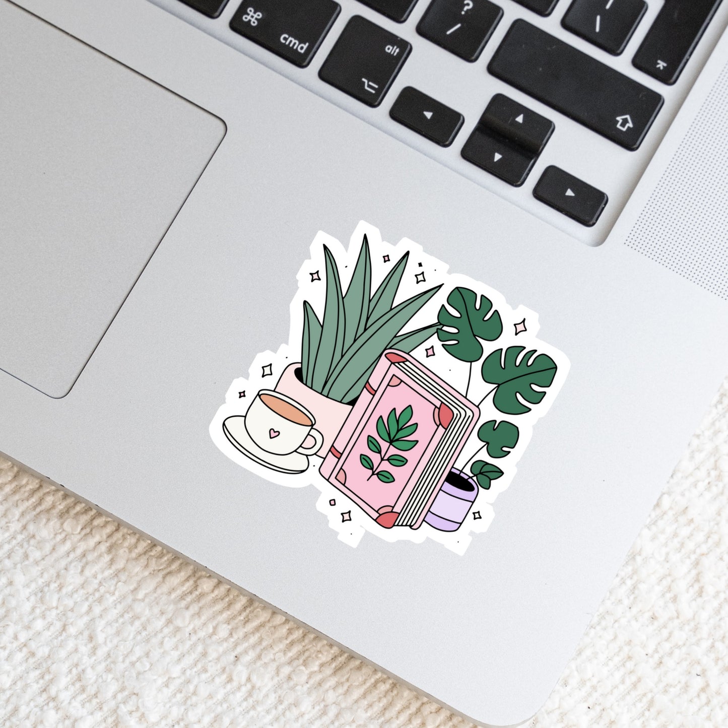 Cozy Books and Plants  – 3" Waterproof Bookish Sticker with Holo Overlay – Reading, Books, Reader Gift, Book Lover