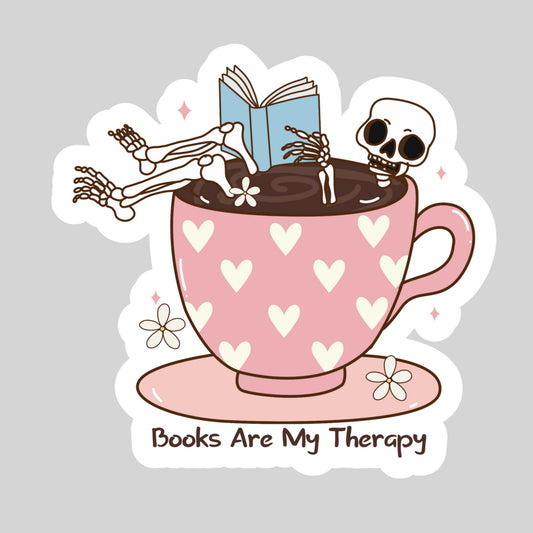 Books are my Therapy – 3" Waterproof Bookish Sticker with Holo Overlay – Reading, Books, Reader Gift, Book Lover