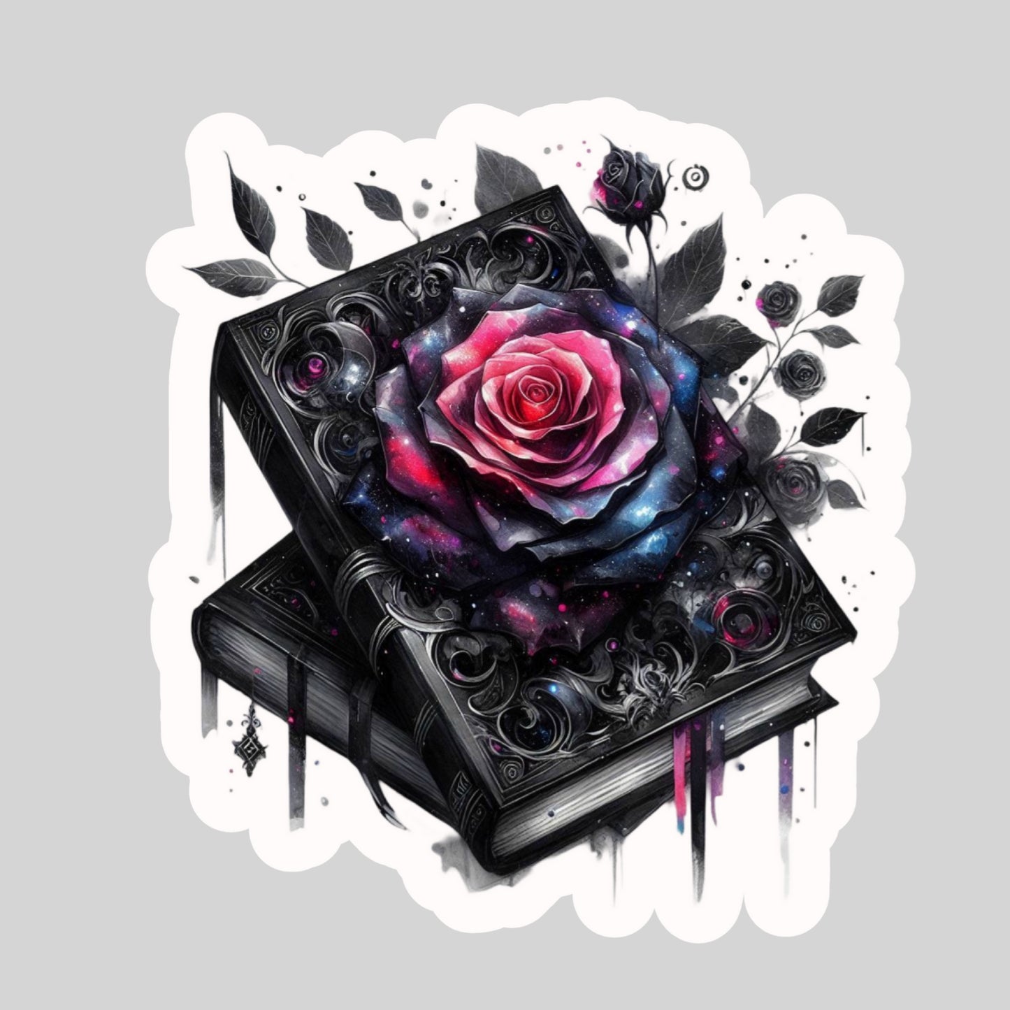 Gothic Dark Romance Rose Books – 3" Waterproof Bookish Sticker with Holo Overlay – Reading, Books, Reader Gift, Book Lover