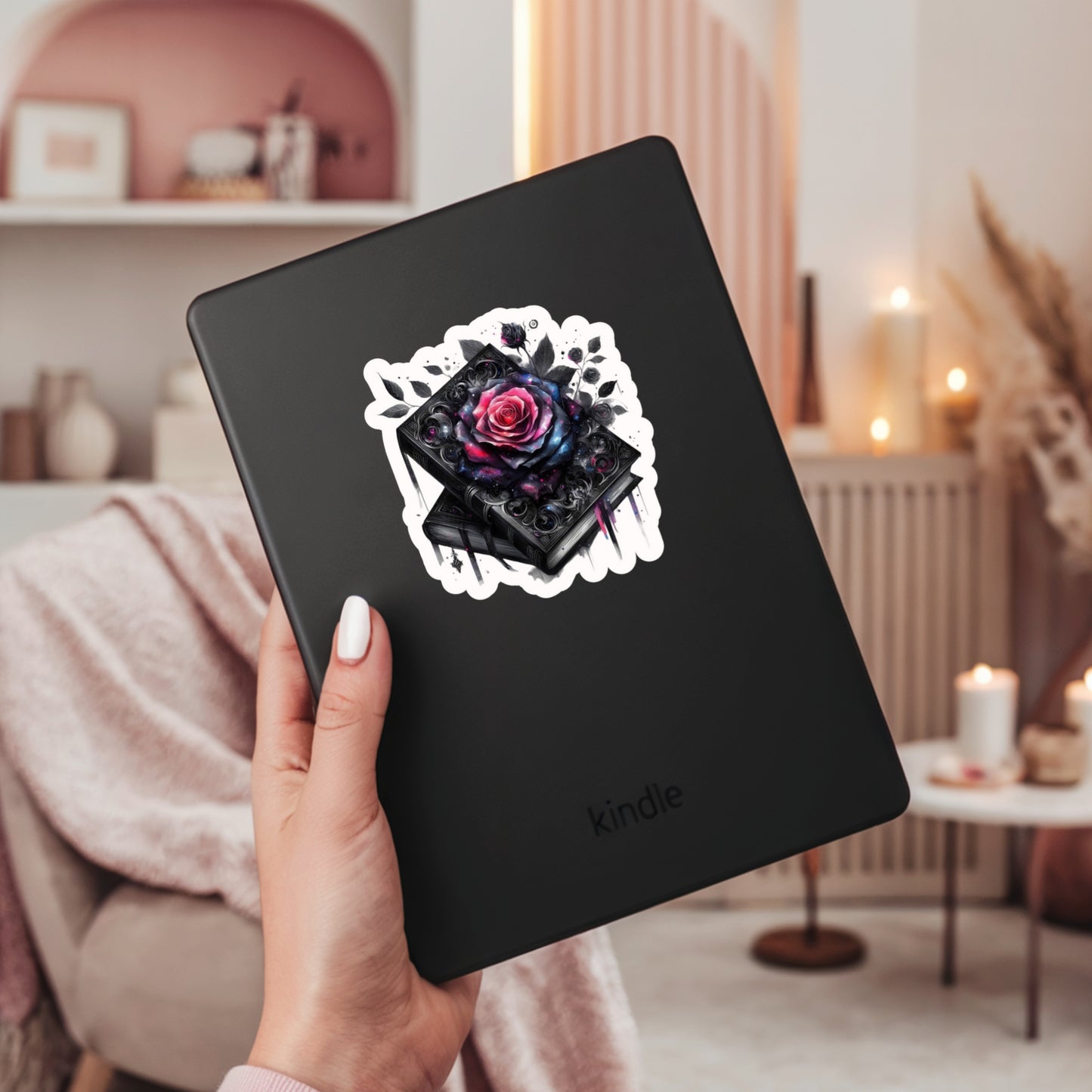 Gothic Dark Romance Rose Books – 3" Waterproof Bookish Sticker with Holo Overlay – Reading, Books, Reader Gift, Book Lover