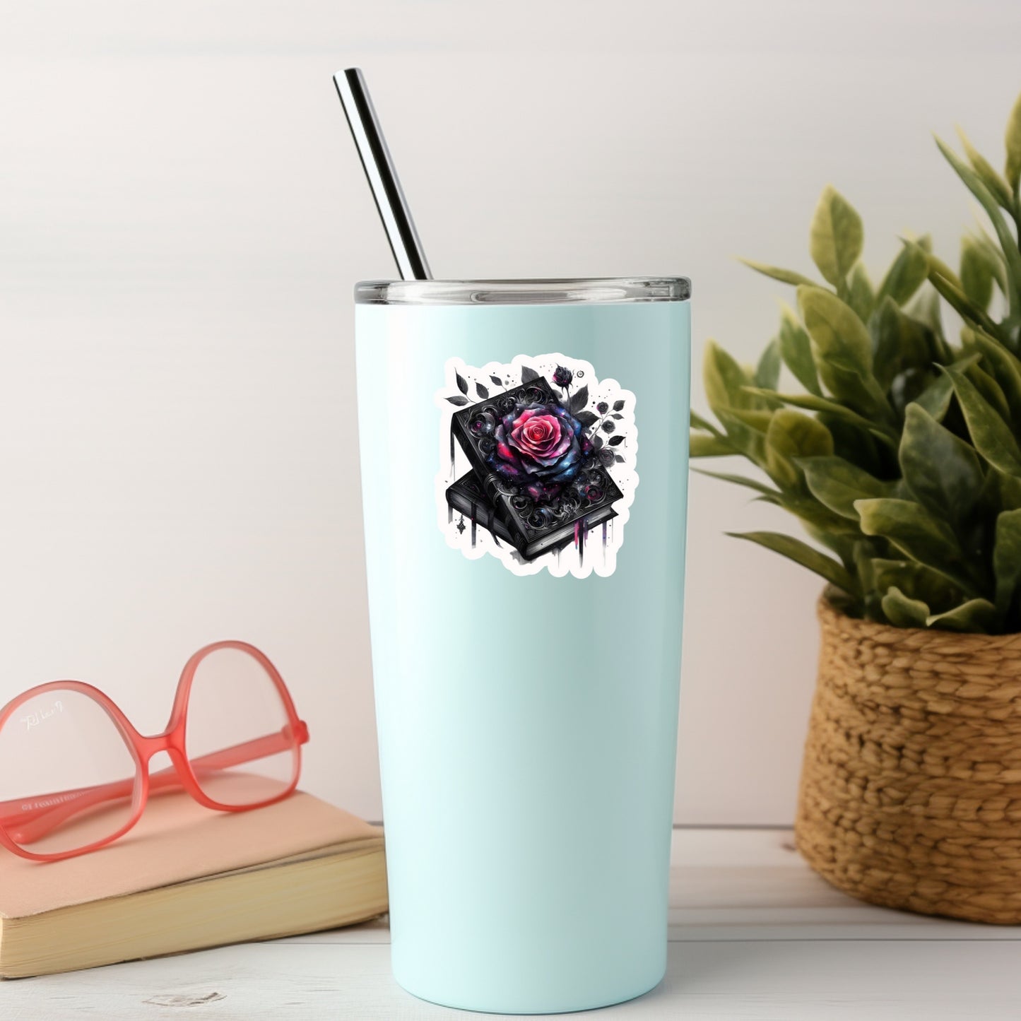 Gothic Dark Romance Rose Books – 3" Waterproof Bookish Sticker with Holo Overlay – Reading, Books, Reader Gift, Book Lover