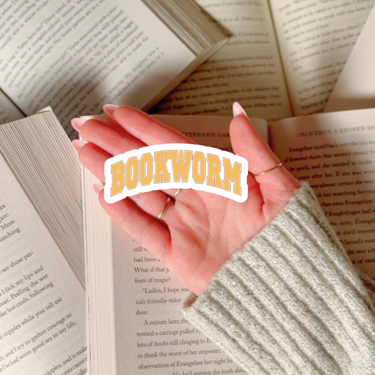 BookWorm Varsity Sticker – 3" Waterproof Bookish Sticker with Holo Overlay – Reading, Books, Reader Gift, Book Lover