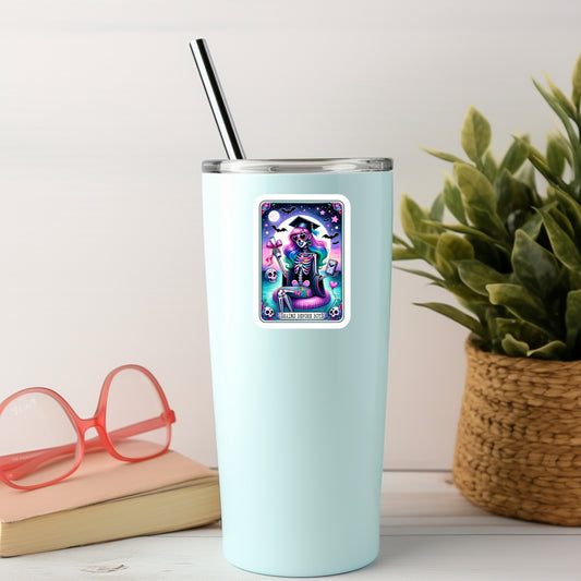 Brains Before Books Tarot Card Sticker – 3" Waterproof Bookish Sticker with Holo Overlay – Reading, Books, Reader Gift, Book Lover