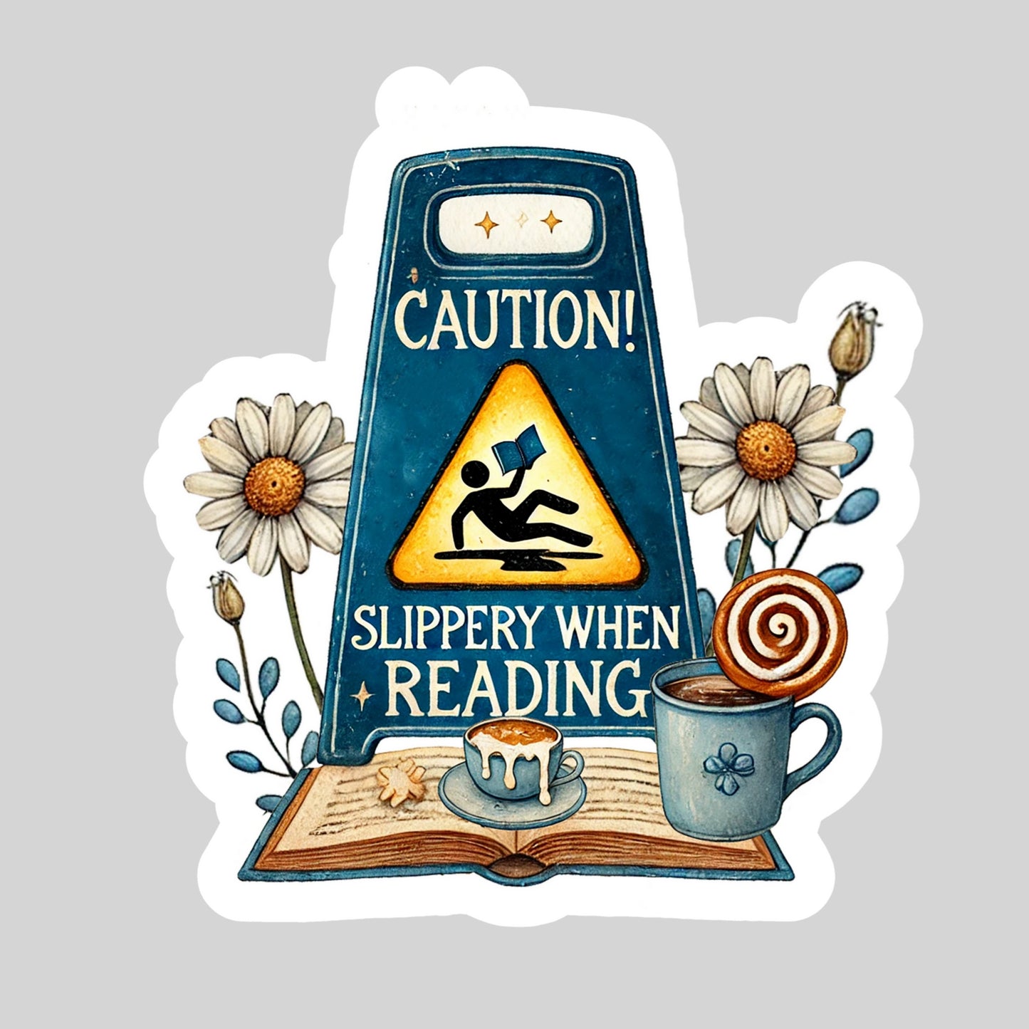 Caution Slippery When Wet Smut Reader – 3" Waterproof Bookish Sticker with Holo Overlay – Reading, Books, Reader Gift, Book Lover