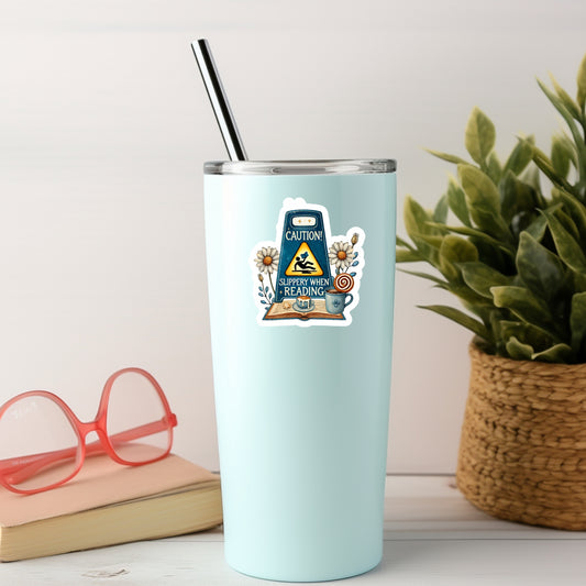 Caution Slippery When Wet Smut Reader – 3" Waterproof Bookish Sticker with Holo Overlay – Reading, Books, Reader Gift, Book Lover