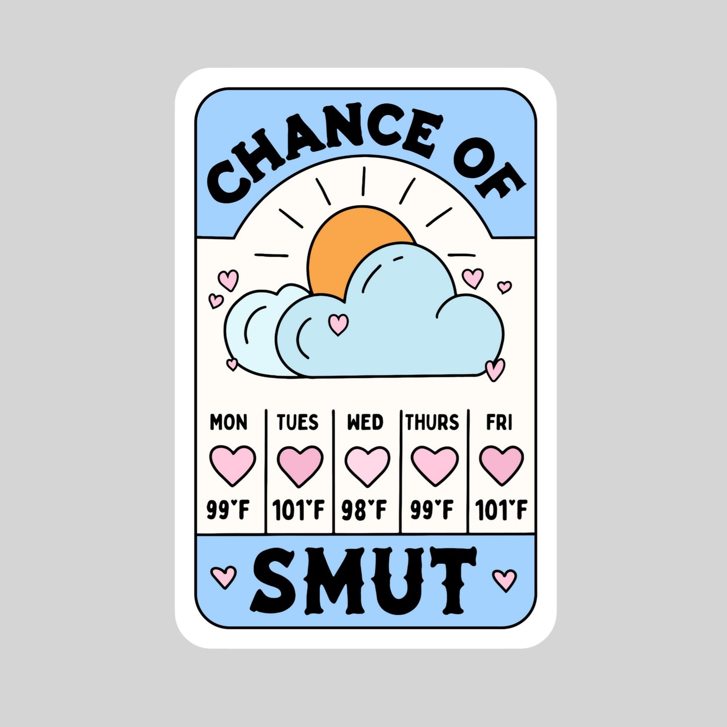 Chance of Smut Forecast Sticker – 3" Waterproof Bookish Sticker with Holo Overlay – Reading, Books, Reader Gift, Book Lover