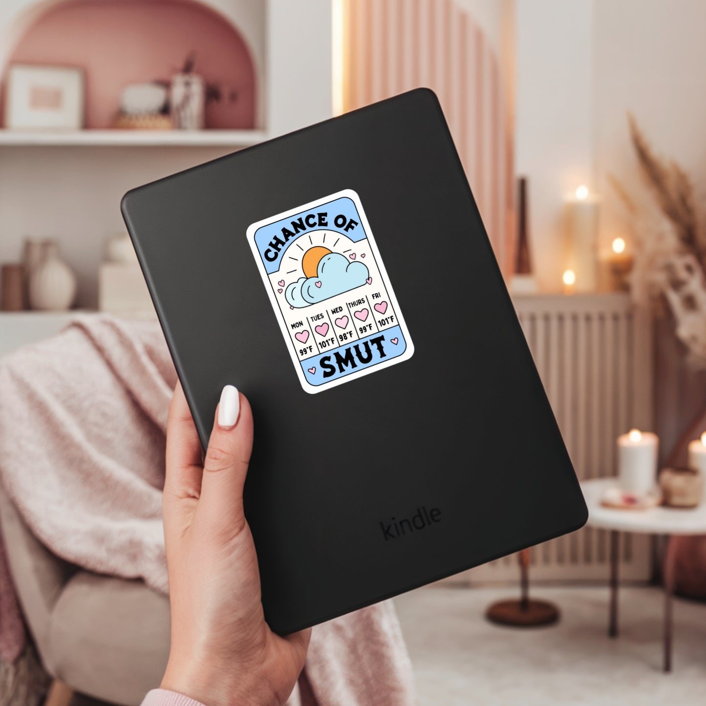 Chance of Smut Forecast Sticker – 3" Waterproof Bookish Sticker with Holo Overlay – Reading, Books, Reader Gift, Book Lover