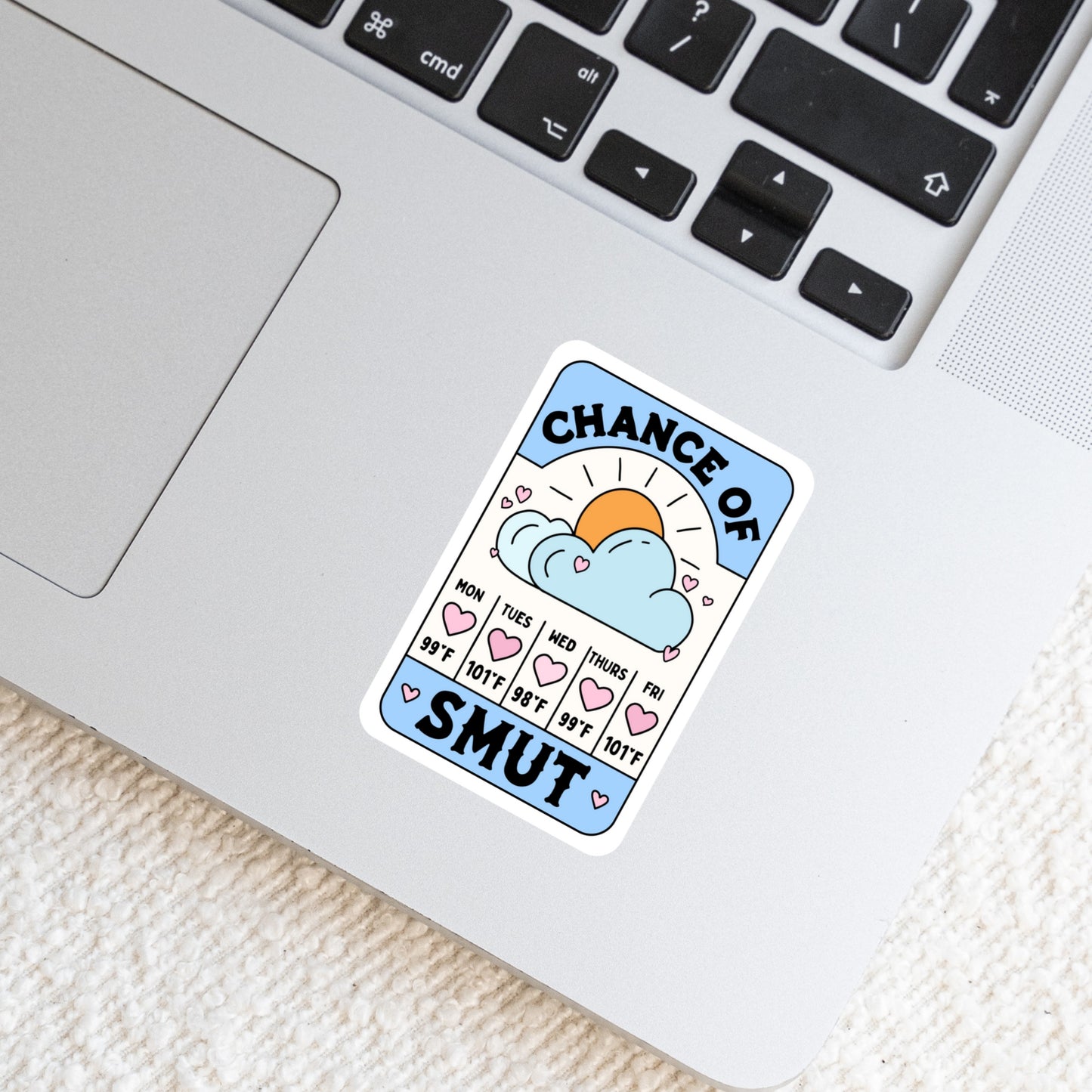Chance of Smut Forecast Sticker – 3" Waterproof Bookish Sticker with Holo Overlay – Reading, Books, Reader Gift, Book Lover