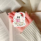 Christmas Ghost Reading with Lights  – 3" Waterproof Bookish Sticker with Holo Overlay – Reading, Books, Reader Gift, Book Lover