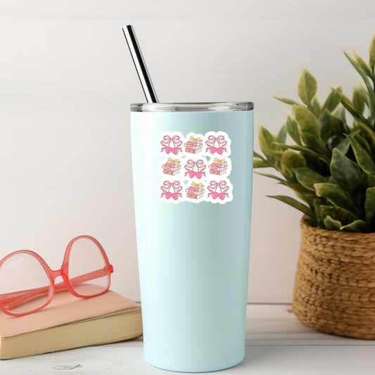 Book Girlie Coquette Cherries and Bows – 3" Waterproof Bookish Sticker with Holo Overlay – Reading, Books, Reader Gift, Book Lover